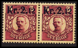 1917. Gustav V. Parcel Post Stamps. Kr. 2.12 On 5 Kr. Red Brown, Yellow Wmk. Crown. Pair Neve... (Michel 108) - JF530217 - Unused Stamps