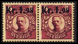 1917. Gustav V. Parcel Post Stamps. Kr. 1.98 On 5 Kr. Red Brown, Yellow Wmk. Pair Never Hinge... (Michel 107) - JF530218 - Nuevos