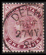 1882-1886. INDIA. Victoria. ONE ANNA. LUXUS Cancelled DELHI 27 MY 95.. - JF530261 - 1858-79 Kronenkolonie