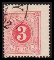 1874. Postage Due. Lösen. Perf. 14. 3 öre Rose.  (Michel P. 2A) - JF530277 - Postage Due