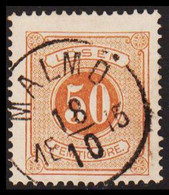 1874. Postage Due. Lösen. Perf. 14. 50 öre Brown. Beautifully Cancelled MALMÖ 18 10 1875.  (Michel P. 9A) - JF530278 - Taxe