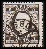 1871. PORTUGAL. Luis I. 5 REIS Perforated 12½. LUXUS Cancelled LISBOA 3 5.  (Michel 34xB) - JF530280 - Usado