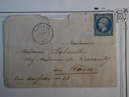 BP 11 FRANCE  BELLE LETTRE   1862 PUTEAUX AU HAVRE N°14  + AFFR. PLAISANT++ - 1853-1860 Napoléon III.
