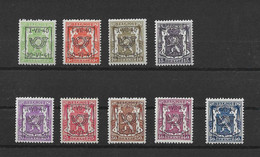 TIMBRES BELGIQUE Préoblitérés  PRE 446/454XX - Typo Precancels 1936-51 (Small Seal Of The State)