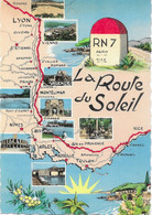 CPSM RN 7 La Route Du Soleil Carte Géographique De Lyon à Nice 1960 - Carte Geografiche