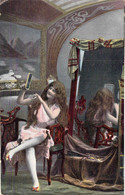 ENFANTS - Jeune Fille Ce Regarde Dans La Glace - Miroir - Tableau - Carte Postale Ancienne - Scènes & Paysages