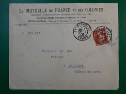 BP 11 FRANCE   BELLE LETTRE FRANCE COLONIES 1909+SEMEUSE PERFORéE + + AFFR. PLAISANT++ - Cartas & Documentos