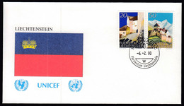 Liechtenstein 1990 / Flag, Flags / UNICEF / Castle - Covers