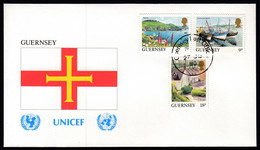 Guernsey 1990 / Flag, Flags / UNICEF / Saints, Cambridge Berth, Le Variout - Covers