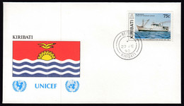 Kiribati 1990 / Flag, Flags / UNICEF / Ship MV Mataburo, Cargo And Passenger Carrier, Telecommunications Decade - Covers