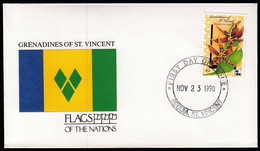 Grenadines Of St. Vincent 1990 / Flag, Flags Of The Nations / Flower Rossioglossum Grande - Briefe