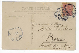 BELFORT Carte Postale 10c Semeuse Lignée Yv 129 Tf Imprimé Dest Allemagne Arrivée BONN Message Rédigé Coté Vue LION - 1903-60 Semeuse A Righe