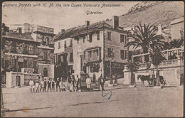 Gunners Parade With Queen Victoria's Monument, Gibraltar, 1926 - Benzaquen Postcard - Gibraltar