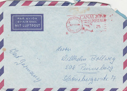 Luftpostbrief Kanalzone Cristobal 1968 Nach Deutschland Mit Freistempel Brief Beschädigt - Canal Zone