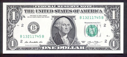 USA 2013, Federal Reserve Note, 1 $, One Dollar, B = New York, B13211745B, UNC - Biljetten Van De  Federal Reserve (1928-...)