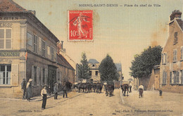 CPA 78 MESNIL SAINT DENIS / PLACE DU CHEF DE VILLE / Cpa Toilée - Autres & Non Classés