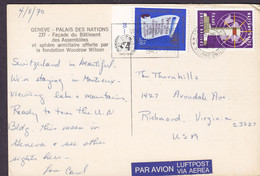 United Nations PPC Geneve Palais Des Nations PAR AVION Luftpost Via Aerea Label GENEVE 1979 RICHMOND Vi. USA - Lettres & Documents