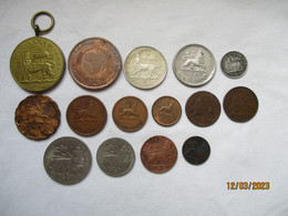 Ethiopia: Lot 13 Coins Menelik II & Haile Selassie + 2 Medals 1903 - 1973 (3 Silver) - Ethiopie