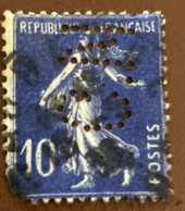 France 191 Sower 10c - Used Perfin CN - Usati