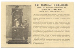 CPA PUY DE DOME / UNE MERVEILLE D'HORLOGERIE / CHATELDON / JEAN RIVET DECOMBE / NEUVE - Chateldon