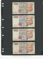ITALIE - LOT 8 Billets 1000 Lire 1991 à 1995 TTB-SPL/VF-AU Pick-114 - 1000 Liras