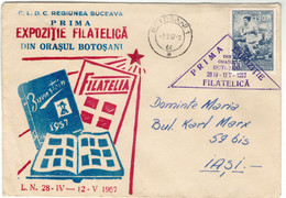 Circulated Cover - First Philatelic Exhibition In Botoșani, 1957 - Cartas & Documentos