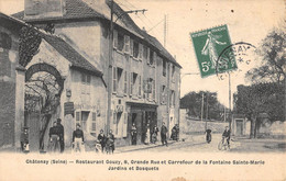 CPA 92 CHATENAY / RESTAURANT GOUZY / GRANDE RUE ET CARREFOUR DE LA FONTAINE STE MARIE JARDINS BOSQUETS - Andere & Zonder Classificatie