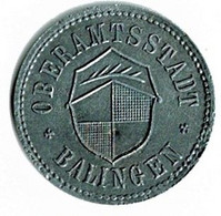 ALLEMAGNE / NOTGELD / OBERAMTSSTADT BALINGEN / 50 PFG ./ 1918 / ZINC / 24.2 Mm / ETAT SUPERBE / 28.2 - Other & Unclassified