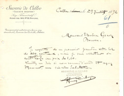 Lettre Commerciale 1892 S.A. Sucrerie De Calloo Liège Administratif > Boussu - Lebensmittel