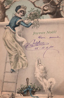 Viennoise - Cpa Illustrateur M M VIENNE - Femme à L'échelle Et Son Chien - Joyeux Noël - Vienne