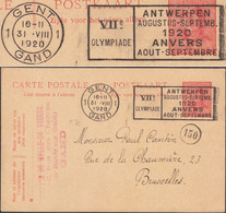 Belgique 1920. Oblitération Gand 1, Jeux Olympiques D'Anvers Sur Entier Postal Casqué. Splendide Et RRR - Sommer 1920: Antwerpen