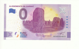 Billet Touristique 0 Euro - ALIGNEMENTS DE CARNAC - UEGE - 2021-2 - ANNIV - N° 4833 - Autres & Non Classés