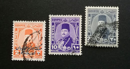 EGYPTE, 1944-1950, 2, 10 Et 20 Mills, Scott N° 243A77, 247A77, 250A77, Oblitérés - Oblitérés