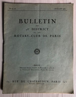 Rare Ancien Bulletin Du 73ème District Et Du Rotary-club De Paris Juillet 1951 N°67/18 - Parigi