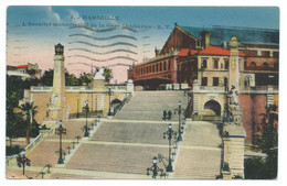 CP COLORISEE / MARSEILLE / L'ESCALIER MONUMENT DE LA GARE ST CHARLES 1935 - Stazione, Belle De Mai, Plombières