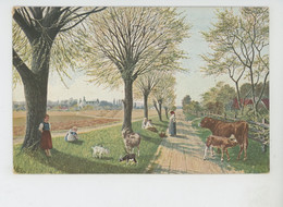 Illustrateur MÜLLER - Munich - Jolie Carte Fantaisie Gardeuses De Vaches Et Chèvres - Série WALD UND FELD - Mueller, August - Munich