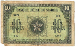Morocco 10 Francs 1943 G/VG - Maroc