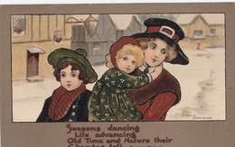 Parkinson Artist Signed Image, Woman With Children, C1900s Vintage Postcard - Parkinson, Ethel