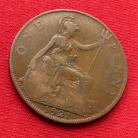 Great Britain 1 One Penny 1921 KM# 810 Lt 1514 *VT Inglaterra Reino Unido United Kingdom Grande Bretagne Bretana - Otros & Sin Clasificación