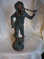 Skulptur - Gärtner Junge / Traubenpflücker - Kupfer - Teilweise Bronziert - älter (1045) Preis Reduziert - Metal