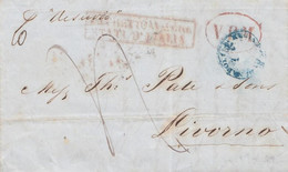 VM41 - VIA DI MARE - Lettera Da Napoli A Livorno Del 16 Luglio 1851  Col  " VESUVIO" - 1. ...-1850 Prefilatelia