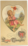 A Loving Thought, Cupid With Pierced Heart Postcard - Saint-Valentin