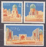 USSR Russia 1963 Ancient Architecture Samarkand Mosques Mausoleum Registan Square Religions Stamps Michel 2824-2826 - Mezquitas Y Sinagogas
