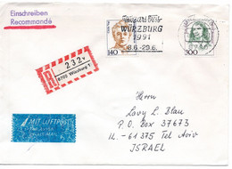 57294 - Bund - 1991 - 300Pfg Hensel MiF A R-LpBf WUERZBURG - MOZART-FEST ... -> TEL AVIV (Israel) - Música