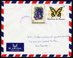 BURUNDI — SCOTT 654B, 654D — 1989 BUTTERFLY SURCHARGES COVER — 20F, 80F — SCARCE - Covers & Documents