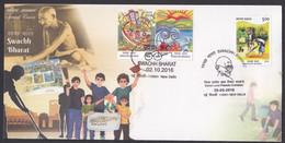 India 2016 Swachh Bharat, Mahatma Gandhi Combo Cover, Nature, Environment Protection, Family  (**) Inde Indien - Storia Postale