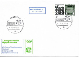 57309 - Bund - 1972 - 15Pfg Kl.Bauten & 20Pfg Gr.Bauten PLpGAUmschl SoStpl MUENCHEN - OLYMPISCHES JUGENDLAGER ... - Summer 1972: Munich