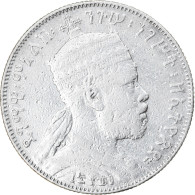 Monnaie, Éthiopie, Menelik II, 1/2 Birr, 1897, Paris, TB, Argent, KM:4 - Etiopía