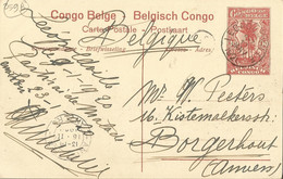 BELGIAN CONGO - 10 CENT OPEN LETTER POSTCARD - LEOPOLDVILLE - CHAMEAUX PORTEURS - LASTKAMELEN - 1920 - Cartas & Documentos