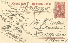 BELGIAN CONGO - 10 CENT OPEN LETTER POSTCARD - LEOPOLDVILLE - CHAMEAUX PORTEURS - LASTKAMELEN - 1920 - Lettres & Documents